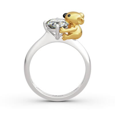 Jeulia Hug Me "Symbol of Innocence" Koala Round Cut Sterling Silver Ring