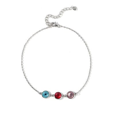 Jeulia Simple Design Candy-hued Stones Sterling Silver Personalized Anklet
