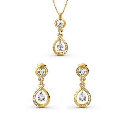 Jeulia Twist Design Sterling Silver Jewelry Set