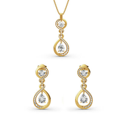 Jeulia Twist Design Sterling Silver Jewelry Set