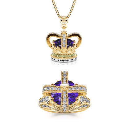 Jeulia "Crowns for You" Coronation Crown Sterling Silver Jewelry Set