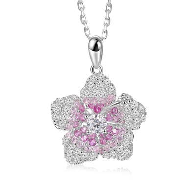Jeulia Gradient Pink Hibiscus Flower Necklace