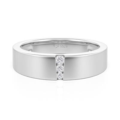 Jeulia Classic Round Cut Men's Ring Sterling Silver
