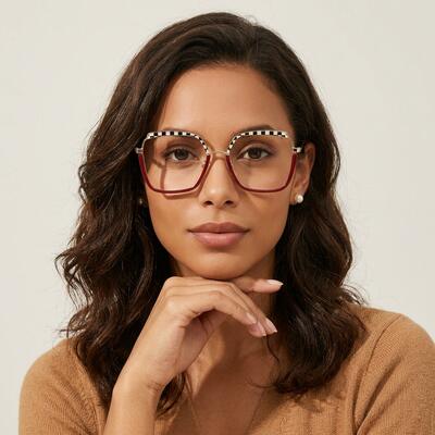 Lizzie Red Square Glasses