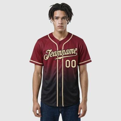Custom Crimson Fade Fashion Baseball Jersey – Personalized Name, Number, Logo & Bulk Orders