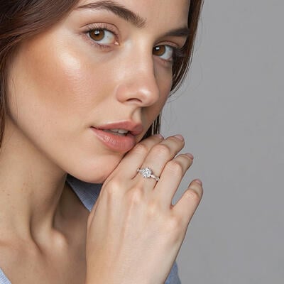 "Forever and a Day" Round Cut Side Stone Engagement Ring