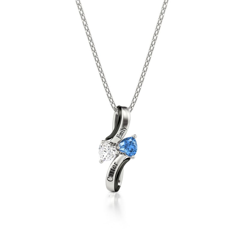 Jeulia Parallel Meet Custom Name Bypass Heart Birthstone Necklace