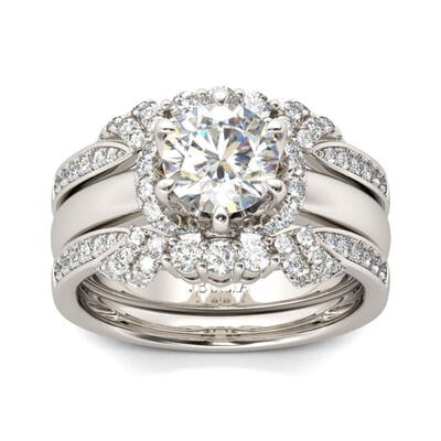 Jeulia Classic Round Cut Sterling Silver 3PC Ring Set