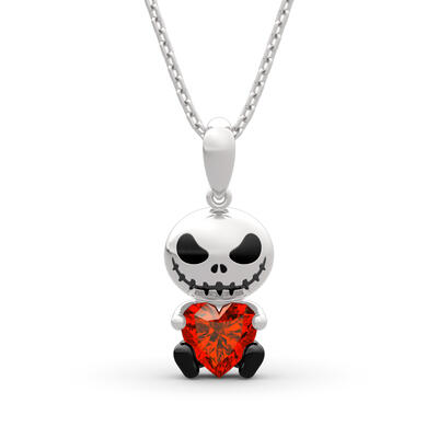 Jeulia Hug Me "Love Confession" Skull Heart Cut Sterling Silver Necklace