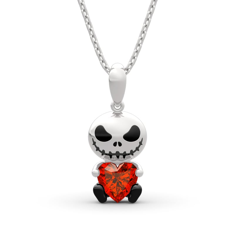 Jeulia Hug Me "Love Confession" Skull Heart Cut Sterling Silver Necklace