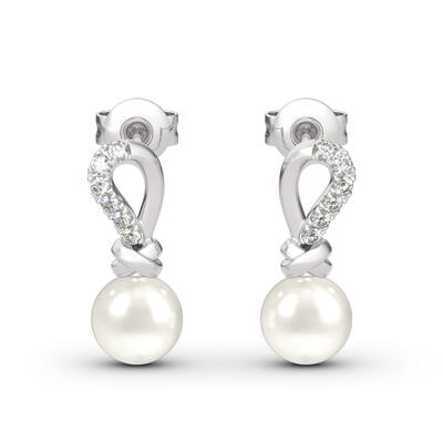 Jeulia Knot Cultured Pearl Sterling Silver Earrings