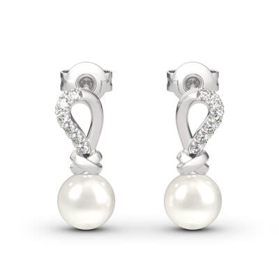Jeulia Knot Cultured Pearl Sterling Silver Earrings