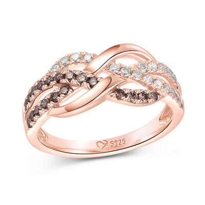 Jeulia Interwoven Round Cut Sterling Silver Women's Band