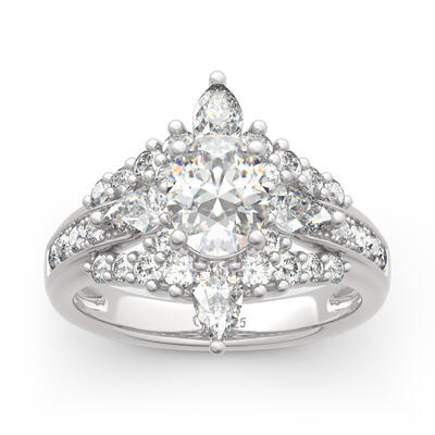 Jeulia Unique Halo Oval Cut Sterling Silver Ring