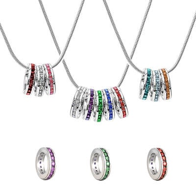 Jeulia Collier Charm Eternité Empliable en Argent Sterling avec Pierre de Naissance