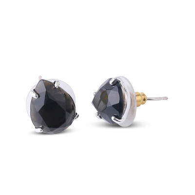 Jeulia "New Beginnings" Pear Shaped Natural Black Agate Stud Earrings