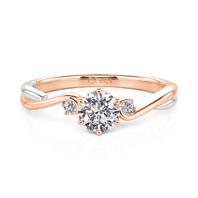 Jeulia Two Tone Three Stone Custom Birthstone Twist Ring