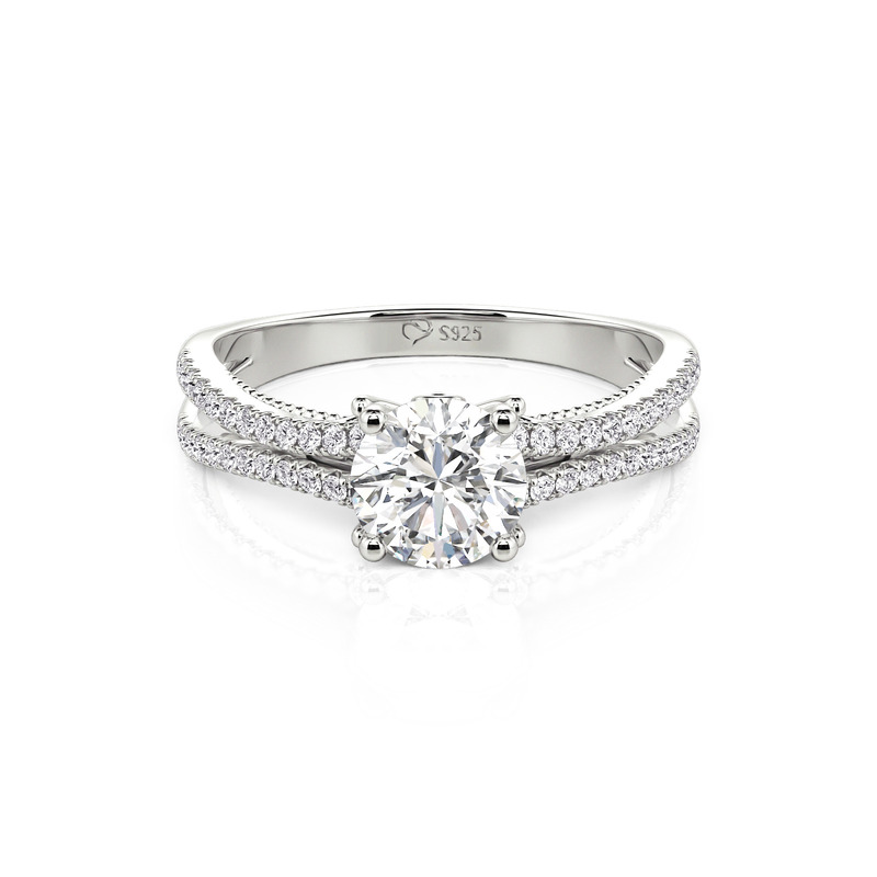 Jeulia Custom Birthstone Promise Ring Split Shank Pavé