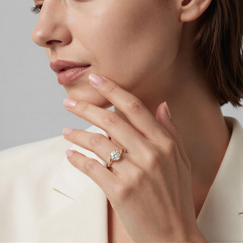 "Love's Entwinement" Round Cut Solitaire Engagement Ring