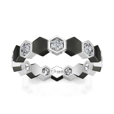 Jeulia "Unconditional Love" Football Design Sterling Silver Women's Band