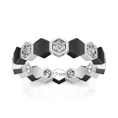 Jeulia "Unconditional Love" Football Design Sterling Silver Women's Band