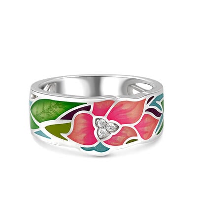 Jeulia "Young Dreamer" Enamel Sterling Silver Women's Band