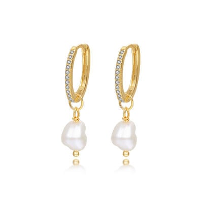 Jeulia Alltagsschmuck Barocke Perle Gold Creolen