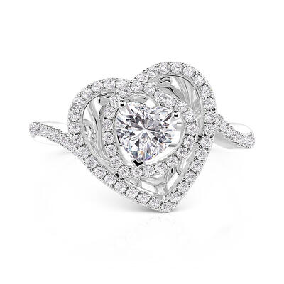 Jeulia Chic Double Halo Heart Engagement Ring