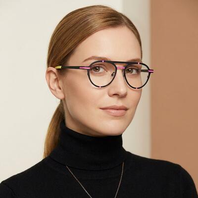 Finn Schwarze Pilot Brille