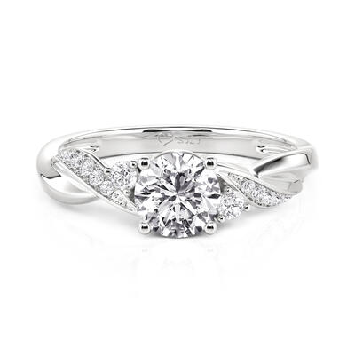 Jeulia Three Stone Wave Twisted Engagement Ring Sterling Silver
