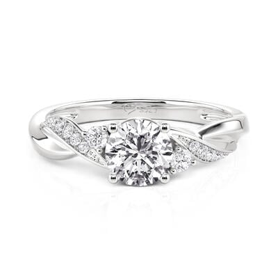 Jeulia Three Stone Wave Twisted Engagement Ring Sterling Silver
