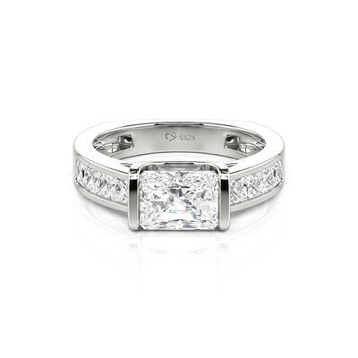 Jeulia Classic Radiant Cut Sterling Silver Ring