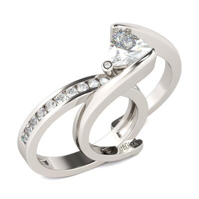 Jeulia Bypass Trillion Cut Sterling Silver Ring Set