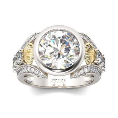 Jeulia Shell Round Cut Sterling Silver Ring