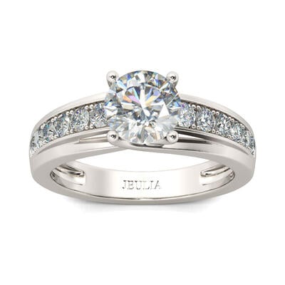 Jeulia Anillo De Conjunto Channel De Talla Redonda En Plata De Ley