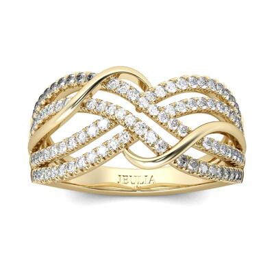 Jeulia Gold Tone Intertwined Round Cut Sterling Silver Women's Band