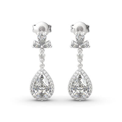 Jeulia Boucles d'Oreilles Pendentif Cristal Coupe Poire en Argent Sterling