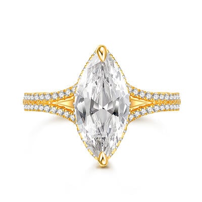 Jeulia Split Shank Marquise Cut Sterling Silver Engagement Ring