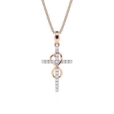 Jeulia Rose Gold Infinity Cross Necklace Sterling Silver