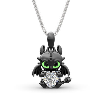 Jeulia Hug Me "Show Your Heart" Dragon Heart Cut Sterling Silver Necklace