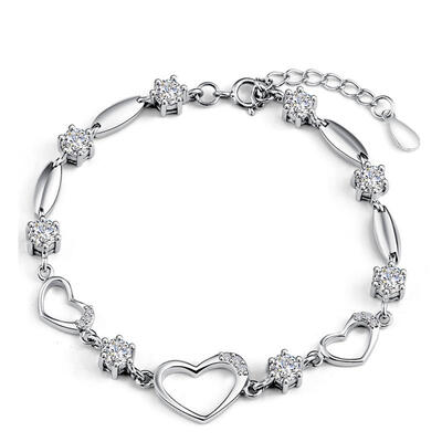 Jeulia Heart Shape Sterling Silver Bracelet