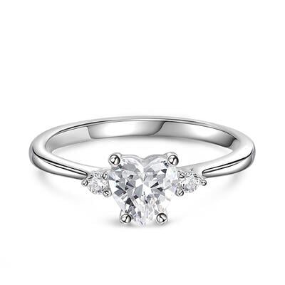Jeulia Classic Heart Cut Sterling Silver Ring