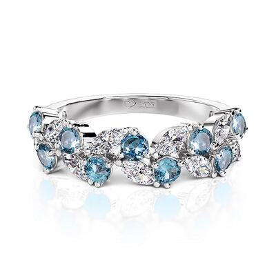 Jeulia Leaf Custom Women's Half Eternity Band Sterling Silver