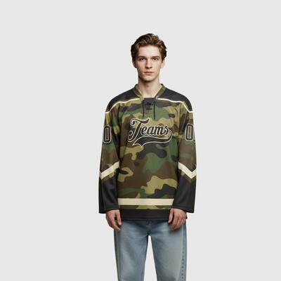 Custom Camo Hockey Lace Neck Polyester Team Jersey