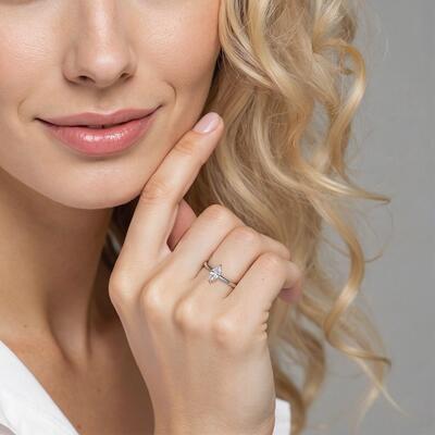 "Ich verspreche, für immer bei dir zu sein" 0,5ct Marquiseschliff Solitär Verlobungsring