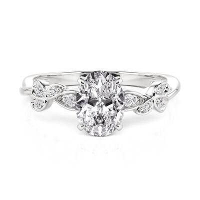 Jeulia Classic Leaf Oval Cut Engagement Ring Sterling Silver