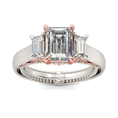 Jeulia Vintage Three Stone Emerald Cut Sterling Silver Ring