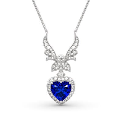 Jeulia "Forever By My Side" Angel Wing Heart Cut Sterling Silver Necklace