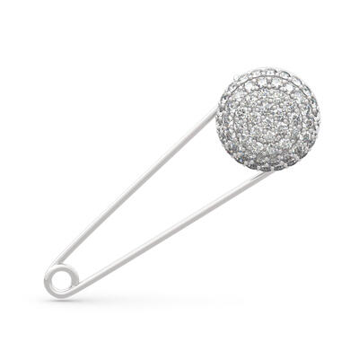 Jeulia Sparking Ball Safety Pin Design Sterling Silver Brooch