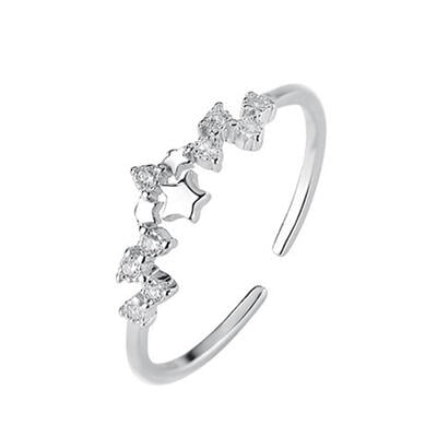 Jeulia "A Starry Sky" Star Sterling Silver Open Ring